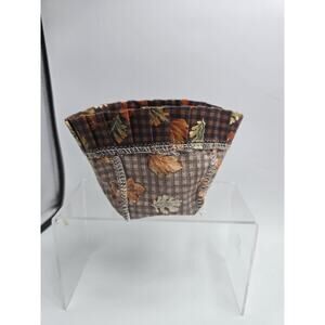 Longaberger Basket Cover Small Fall Leaves 3 1/4" x 3" Brown Orange Green